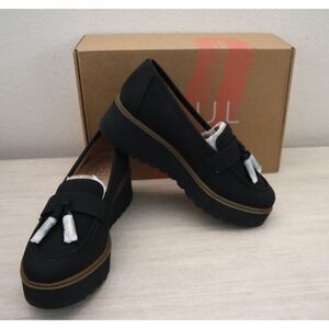 Soul x Naturalizer Women Sz 6M Black Nubuck Leather Josie Platform Loafers